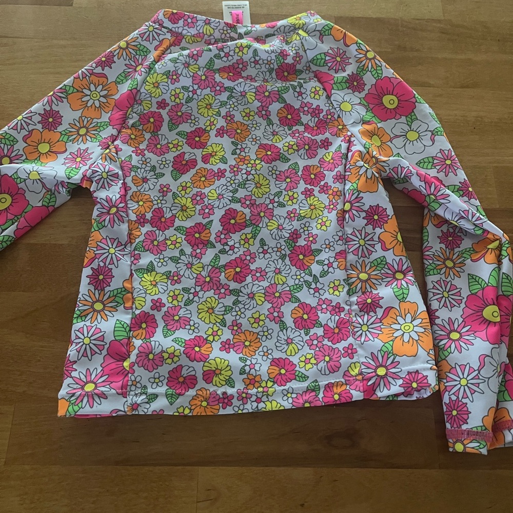 Betsey Johnson Kids Floral Rashguard - Pink, Orange, Yellow